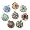 40Pcs 8 Styles Alloy Printed Pendants PALLOY-CJ0002-54-7