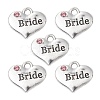 Wedding Theme Antique Silver Tone Tibetan Style Heart with Bride Rhinestone Charms TIBEP-YW0001-37A-1