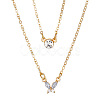 Alloy Crystal Rhinestone Double Layer Necklaces PW-WGE57FA-04-1