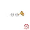 Round Natural Pearl Stud Earrings EJEW-G411-03B-G-1