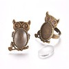 Vintage Adjustable Iron Owl Finger Ring Settings and Alloy Cabochon Bezel Settings FIND-X0010-04AB-4