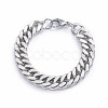 Tarnish Resistant Men's 304 Stainless Steel Diamond Cut Cuban Link Chain Bracelets BJEW-L673-002A-P-1