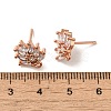 Brass Clear Cubic Zirconia Stud Earring Findings EJEW-E257-03RG-3