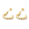 Rack Plating Brass Heart Stud Earrings with Plastic Imitation Pearl Beaded for Women EJEW-G342-17G-1
