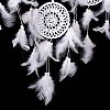 Handmade Round Cotton Woven Net/Web with Feather Wall Hanging Decoration HJEW-G015-06A-4
