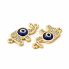 Rack Plating Real 18K Gold Plated Brass Micro Pave Clear Cubic Zirconia Connector Charms ZIRC-L102-05G-4