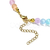 Dyed Natural Selenite Round Beaded Necklace with 304 Stainless Steel Clasps NJEW-JN04409-5