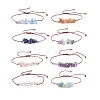 Natural Gemstone Chips Beaded Bracelet with Brass Beads BJEW-JB07987-1