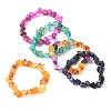 Dyed & Heated Nuggets Natural Agate Bead Stretch Bracelets for Women BJEW-JB09484-1