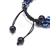 Synthetic Hematite & Eyeless Obsidian & Resin Evil Eye Braided Bead Bracelet BJEW-JB08840-01-5