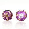 Flower Picture Printed Glass Round Beads GLAA-J089-10mm-B03-2