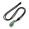 Cone Natural Green Aventurine Pendant Necklace with Nylon Rope for Women G-H286-08G-2