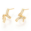 925 Sterling Silver Stud Earring Findings Micro Pave Cubic Zirconia STER-T007-18G-3