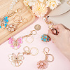 CRASPIRE 6Pcs 6 Style Butterfly & Flower Pendant Keychain KEYC-CP0001-09-3