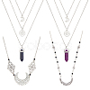 ANATTASOUL 8Pcs 8 Styles Natural Amethyst & Synthetic Blue Goldstone Pendant Necklaces Set with Alloy Chains NJEW-AN0001-49-1