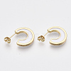 Brass Micro Pave Cubic Zirconia Crescent Moon Stud Earrings EJEW-N011-01F-2