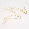 Natural Rose Quartz Pendant Necklaces NJEW-JN02216-1