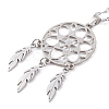 Non-Tarnish Woven Net/Web with Feather 304 Stainless Steel Pendant Necklaces for Women NJEW-G087-07P-2