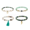 4Pcs 4 Style Natural & Synthetic Mixed Gemstone & Pearl Stretch Bracelets Set BJEW-JB08887-4