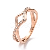 Crystal Rhinestone Wave Finger Ring RJEW-D120-15RG-1