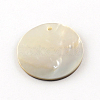 Flat Round Black Lip Shell Pendants X-SHEL-R009-32-3