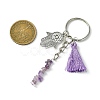 Natural Rose Quartz & Prehnite & Natural Lapis Lazuli & Natural Amethyst  & Natural Howlite Chip Beaded Tassel Pendant Keychain KEYC-JKC00851-4