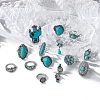 14Pcs 14 Styles Synthetic Turquoise Adjustable Rings PW-WG29375-01-3