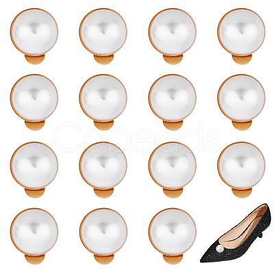 PandaHall Elite 16Pcs Plastic Imitation Pearl Shoe Decoration AJEW-PH0004-47-1