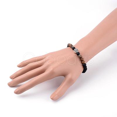 Natural Lava Rock Beads Stretch Bracelets BJEW-JB03395-01-1