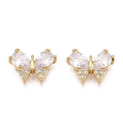 Brass Micro Pave Clear Cubic Zirconia Charms KK-T073-23G-1