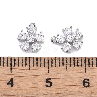 Brass Micro Pave Clear Cubic Zirconia Pendants KK-K351-42B-P-1