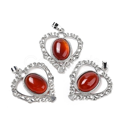 Natural Red Agate Pendants G-I322-04P-09-1