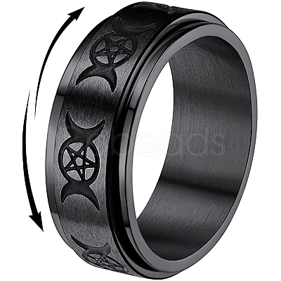 Triple Moon Goddess Stainless Steel Rotating Finger Ring PW-WG65299-09-1