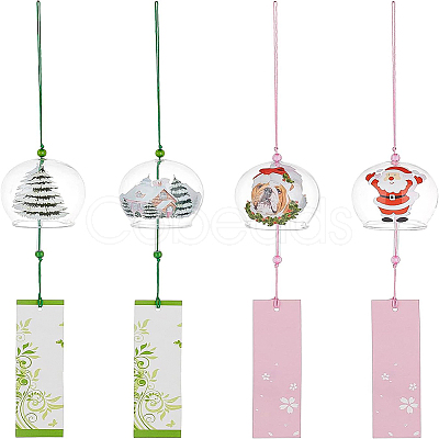 BENECREAT 4Pcs 4 Style Japanese Wind Chimes DJEW-BC0001-08-1