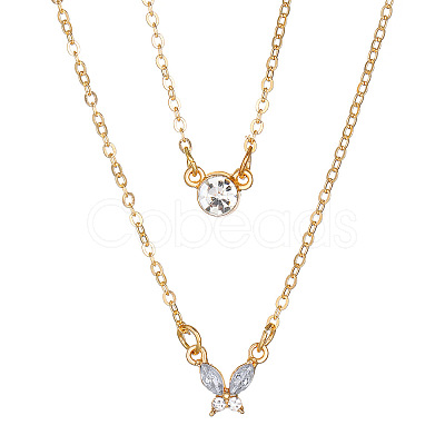 Alloy Crystal Rhinestone Double Layer Necklaces PW-WGE57FA-04-1