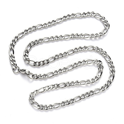 Non-Tarnish 304 Stainless Steel Figaro Chain Necklaces NJEW-S420-003B-P-1