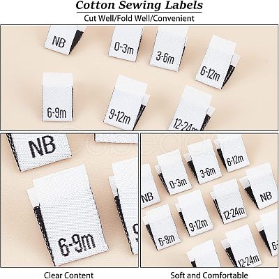 Nbeads 280Pcs 7 Style Neonatal Month Clothing Labels Size FIND-NB0001-45-1