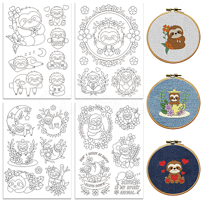 4 Sheets 11.6x8.2 Inch Stick and Stitch Embroidery Patterns DIY-WH0455-199-1