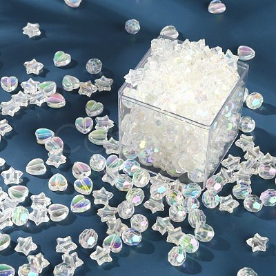 350Pcs 3 Style Transparent Acrylic Beads TACR-FS0001-05-1