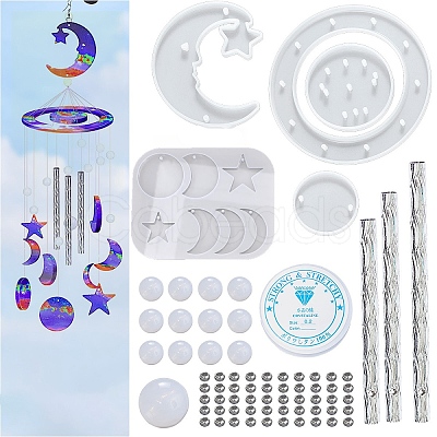 DIY Moon & Star Wind Chime Making Kits MOST-PW0001-074-1