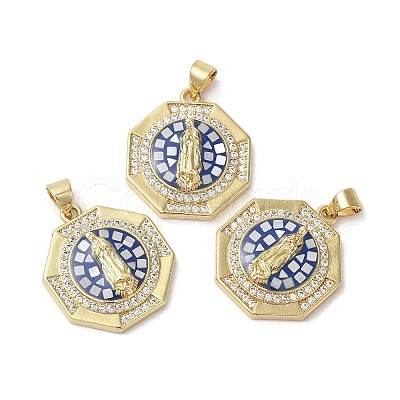 Brass Micro Pave Cubic Zirconia Pendants KK-K385-021G-1