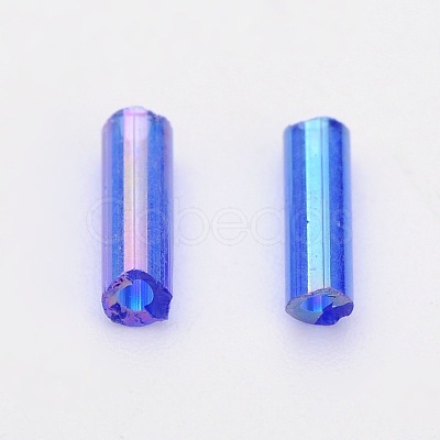 Transparent Colours Rainbow Glass Bugle Beads TSDB6MM168-1