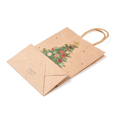 Christmas Theme Printed Kraft Paper Bags with Handles ABAG-M008-08A-1