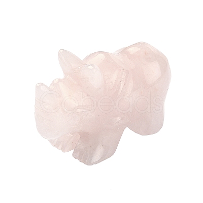 Natural Rose Quartz Carved Healing Rhinoceros Figurines DJEW-M008-02I-1