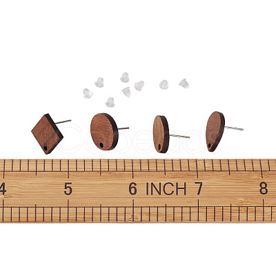 Coconut Brown Wood Stud Earring Findings EJEW-TA0010-06P-1