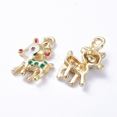 Golden Plated Alloy Enamel Pendants X-ENAM-D040-E02-G-1