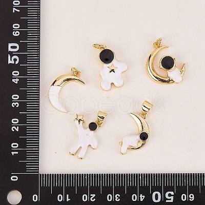 6Pcs 6 Style Eco-friendly Brass Enamel Pendants KK-SZ0005-60-1