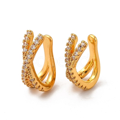 Rack Plating Brass Micro Pave Cubic Zirconia Cuff Earrings EJEW-P221-07G-1