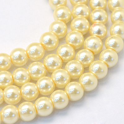 Baking Painted Pearlized Glass Pearl Round Bead Strands X-HY-Q330-8mm-21-1