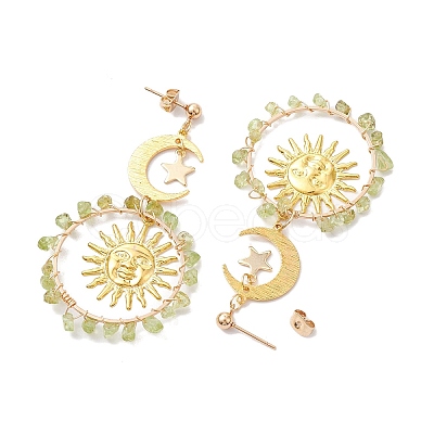 Vintage Natural Peridot Ear Studs EJEW-JE05807-01-1